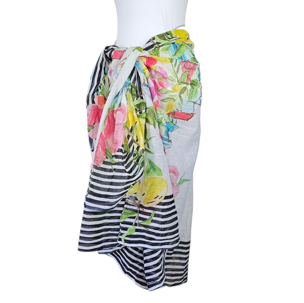 Floral and Striped Sarong Wrap